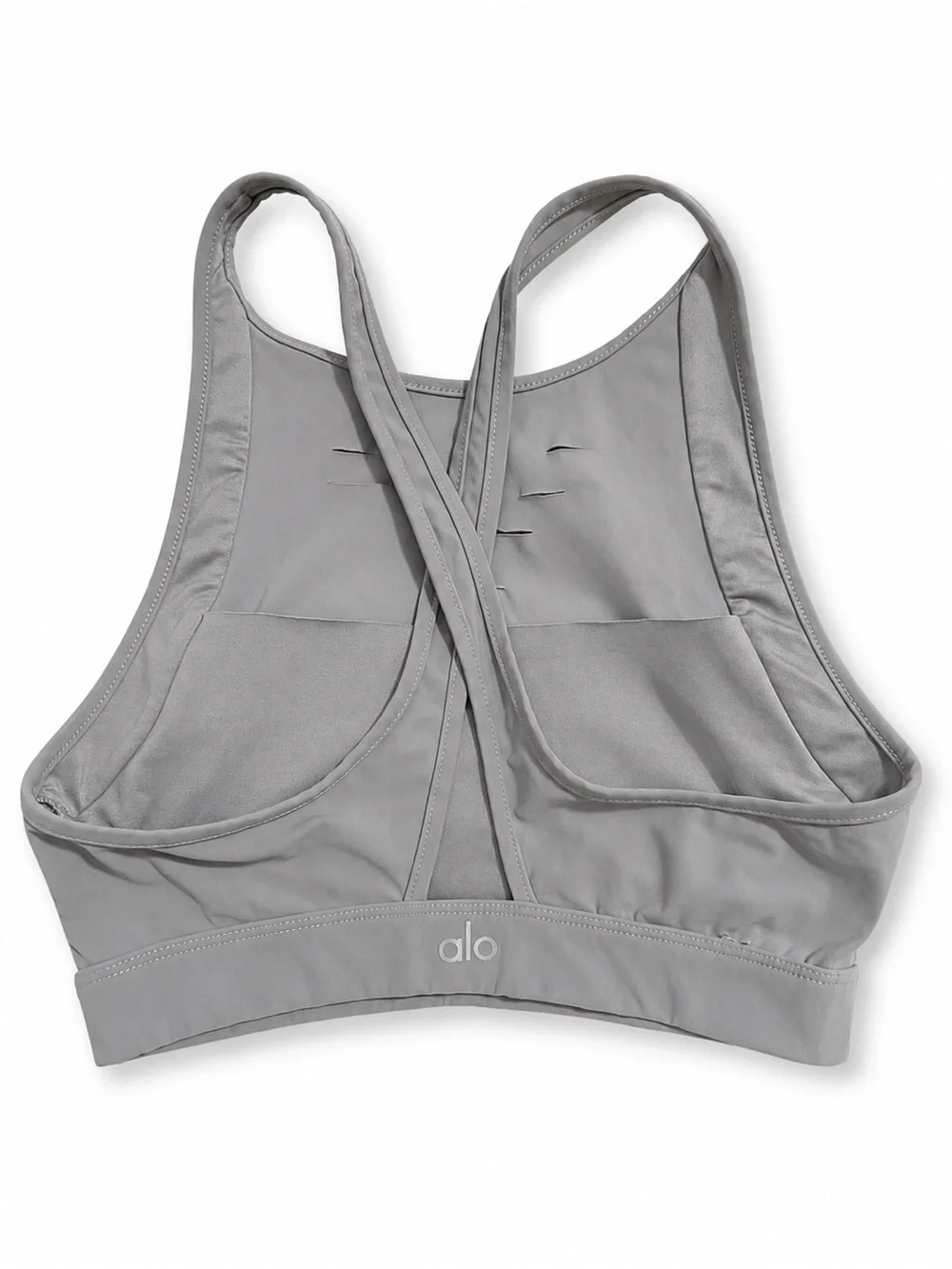 Alo Yoga Gray Laser Cut Sports Bra Activewear Top Size S